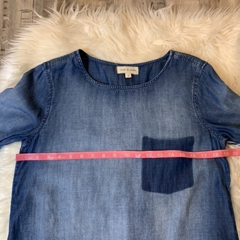 Anthropologie Cloth & Stone lace back chambray top S - Picture 7 of 8